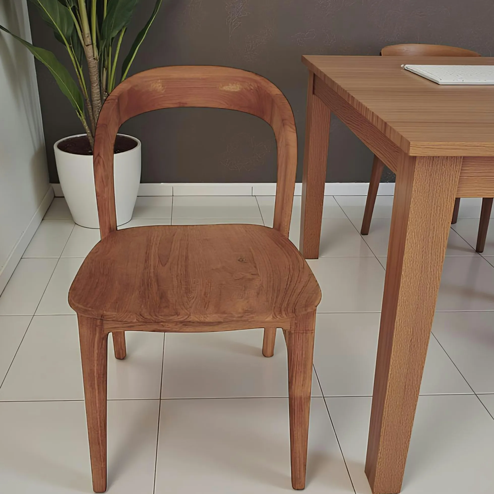 Chaise en teck massif à dossier arrondi (lot de 2) DEPOK