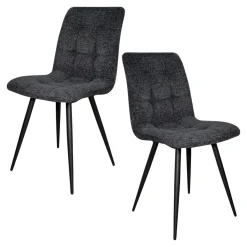 Chaise en tissu anthracite motif damier (lot de 2) LOMBARDIE