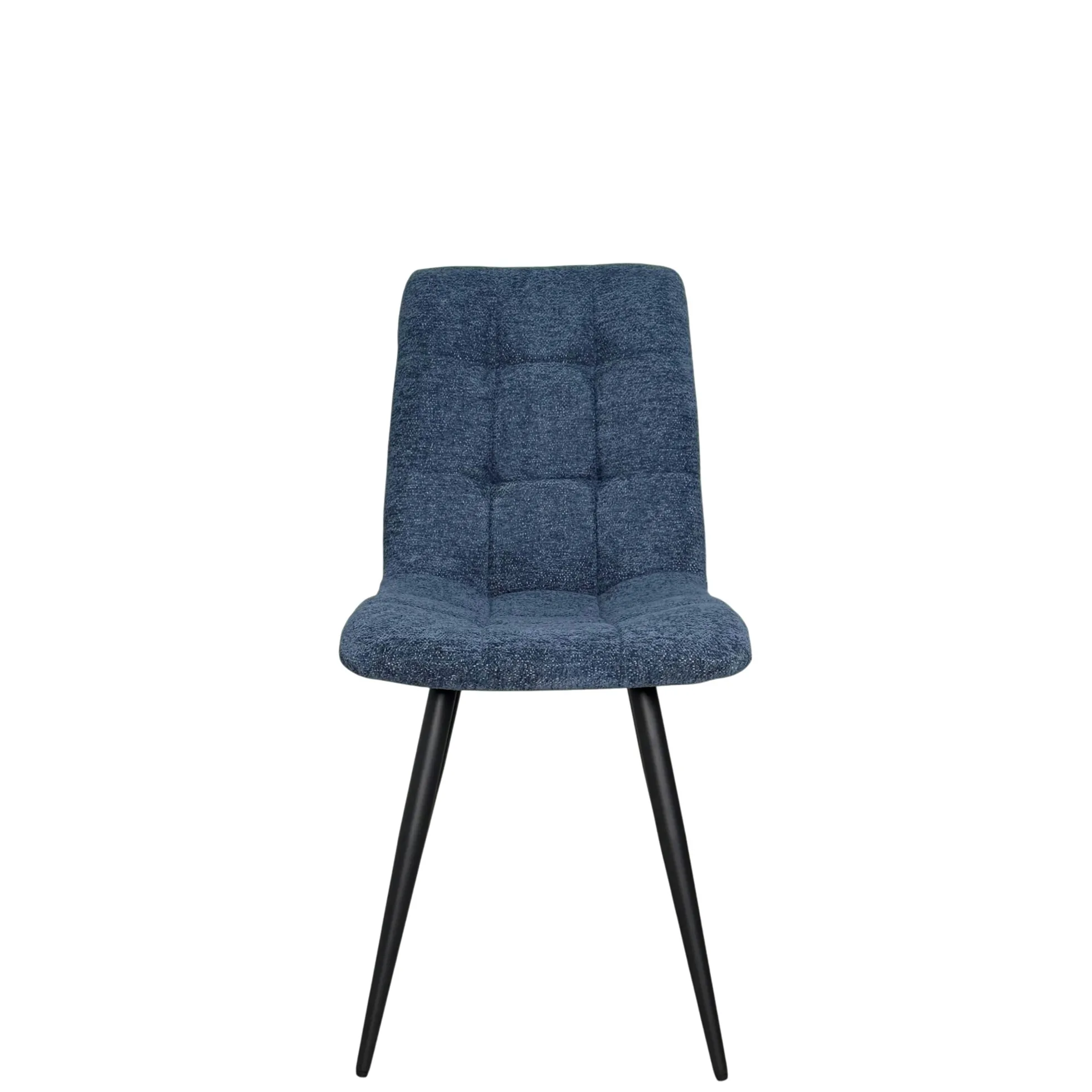 Chaise en tissu bleu motif damier (lot de 2) LOMBARDIE