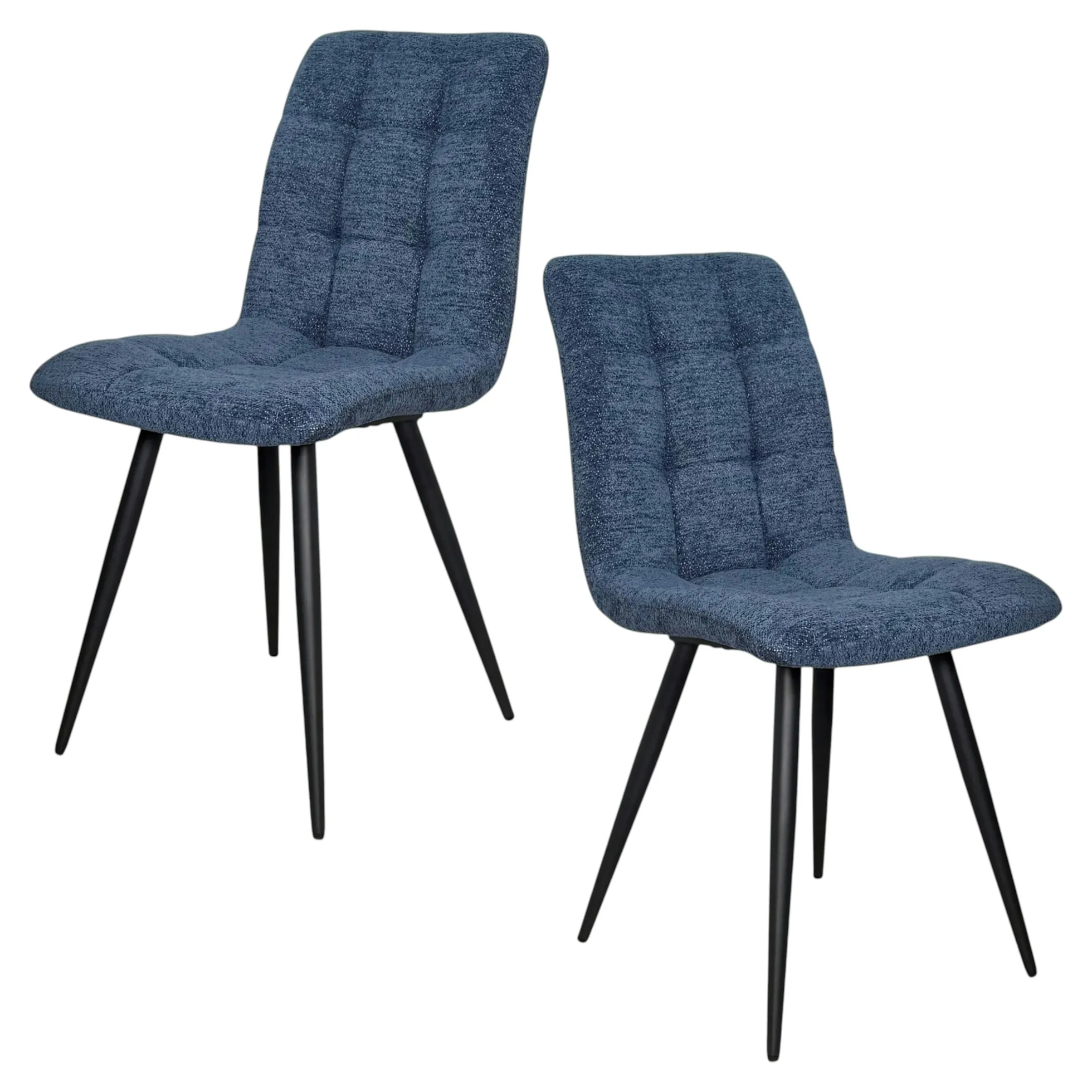 Chaise en tissu bleu motif damier (lot de 2) LOMBARDIE