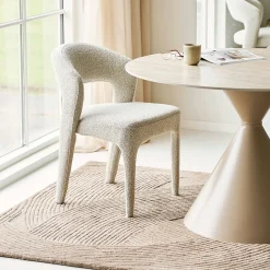 Chaise en tissu bouclette sable (lot de 2) TULSA