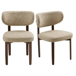 Chaise en tissu brun clair et bois (lot de 2) MONTREUX
