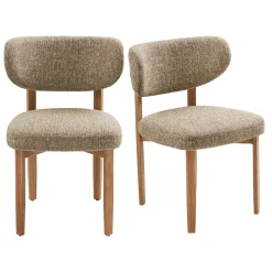 Chaise en tissu brun foncé et bois (lot de 2) MONTREUX