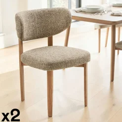 Chaise en tissu brun foncé et bois (lot de 2) MONTREUX