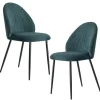 Chaise en tissu côtelé bleu pétrole (lot de 2) IENA