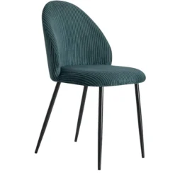 Chaise en tissu côtelé bleu pétrole (lot de 2) IENA
