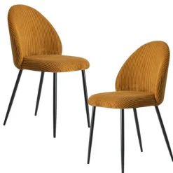 Chaise en tissu côtelé moutarde (lot de 2) IENA