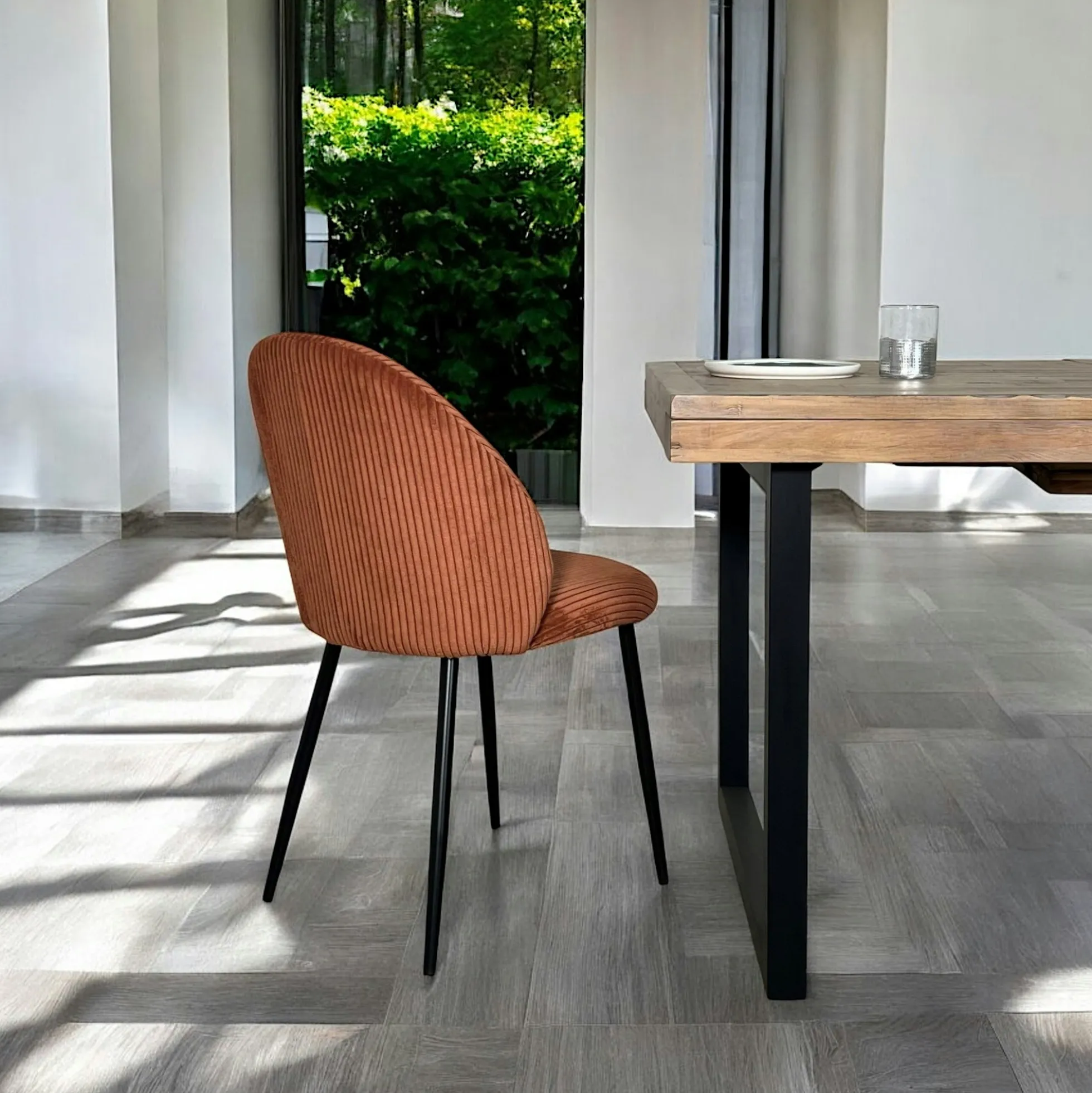 Chaise en tissu côtelé rouille (lot de 2) IENA