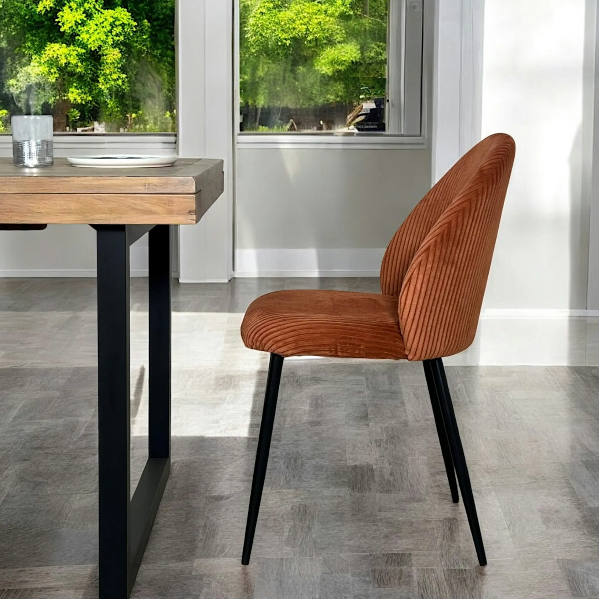 Chaise en tissu côtelé rouille (lot de 2) IENA