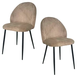 Chaise en tissu côtelé taupe (lot de 2) IENA
