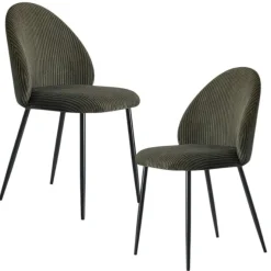 Chaise en tissu côtelé vert (lot de 2) IENA