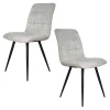 Chaise en tissu gris clair motif damier (lot de 2) LOMBARDIE