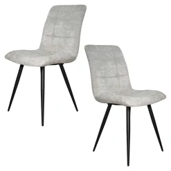 Chaise en tissu gris clair motif damier (lot de 2) LOMBARDIE