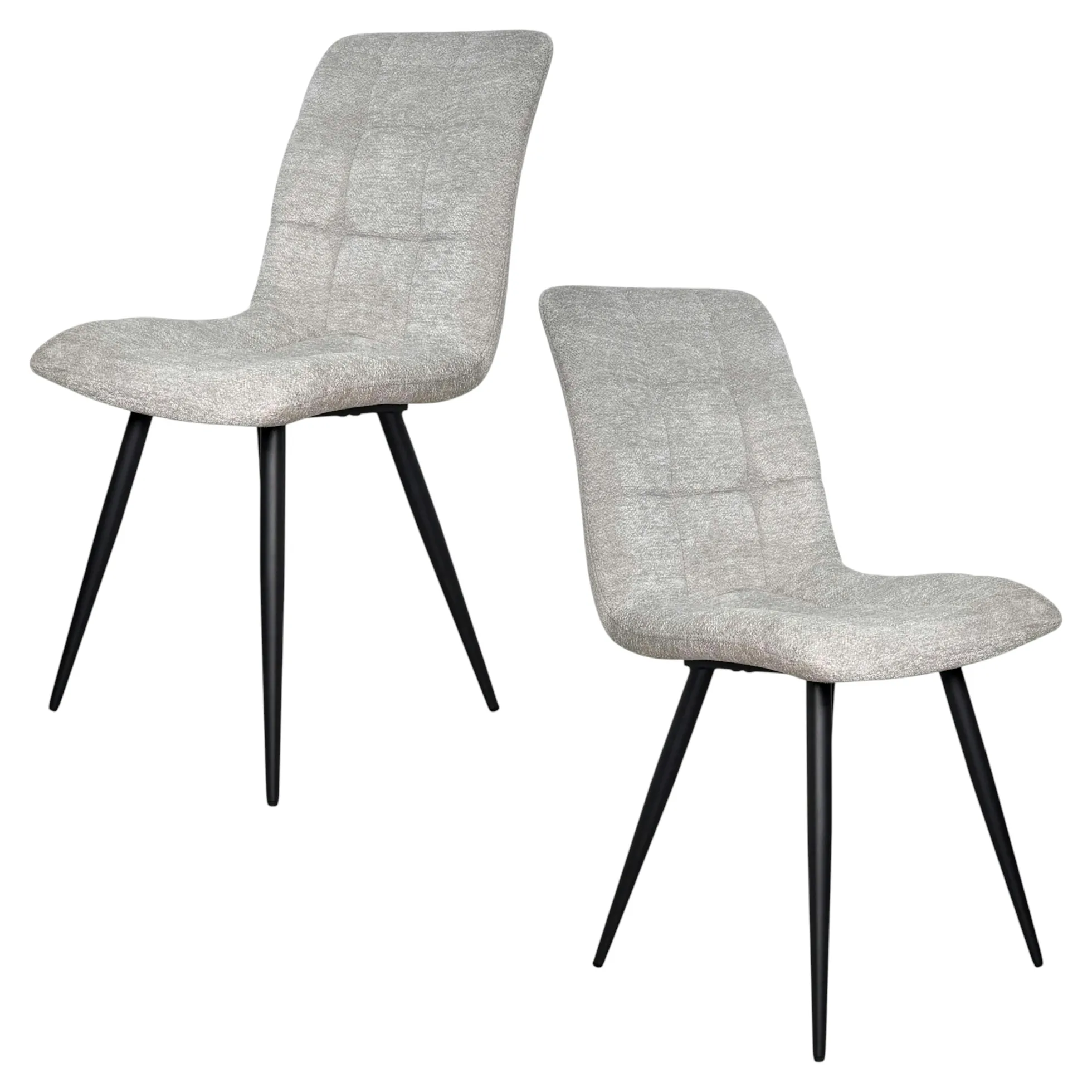 Chaise en tissu gris clair motif damier (lot de 2) LOMBARDIE