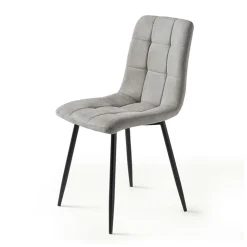 Chaise en tissu gris clair motif damier (lot de 2) LORA