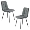 Chaise en tissu gris foncé motif damier (lot de 2) LORA
