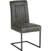 Chaise en tissu microfibres gris et pieds métal noir