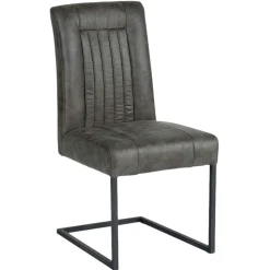 Chaise en tissu microfibres gris et pieds métal noir