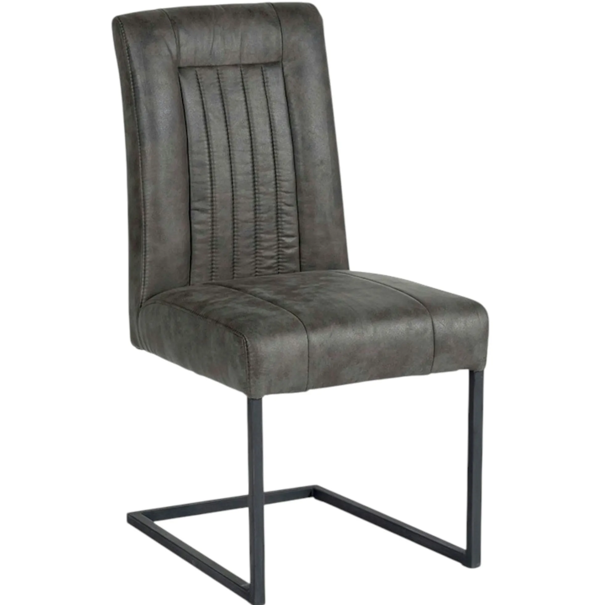 Chaise en tissu microfibres gris et pieds métal noir
