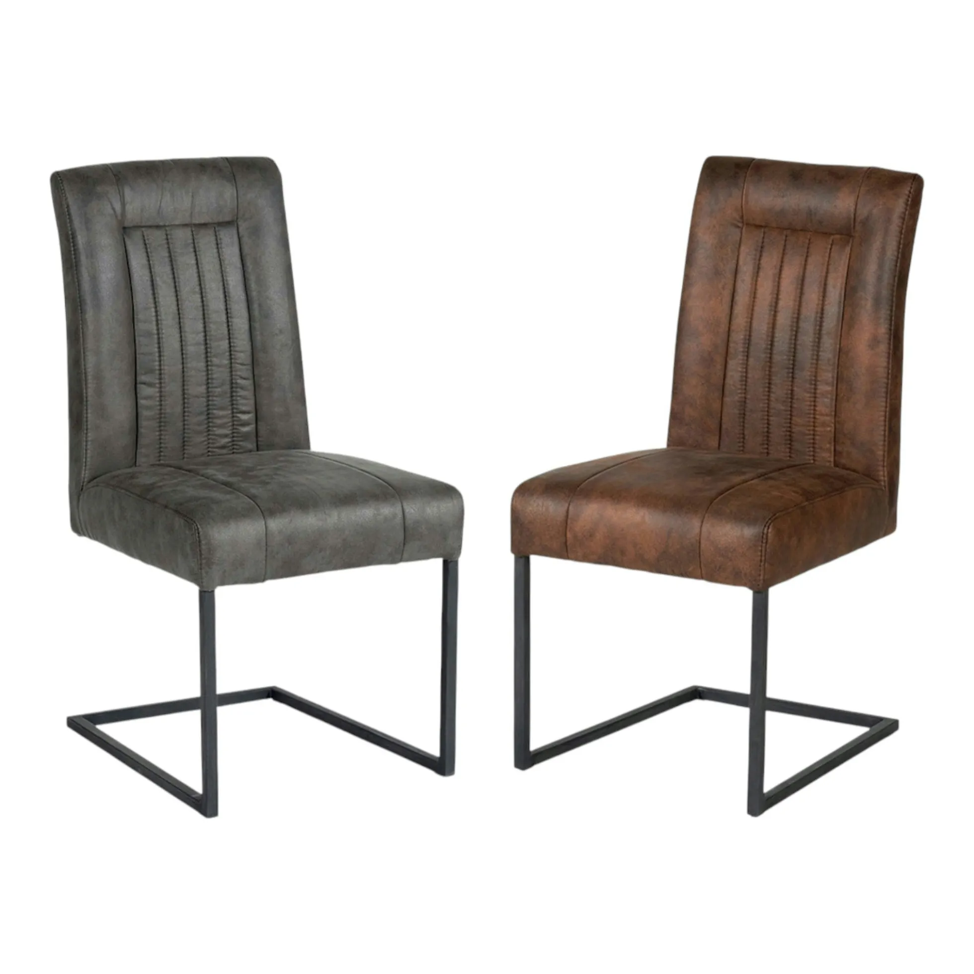Chaise en tissu microfibres gris et pieds métal noir