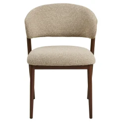 Chaise en tissu polyester sable, structure bois foncé (lot de 2) WINO