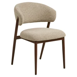 Chaise en tissu polyester sable, structure bois foncé (lot de 2) WINO
