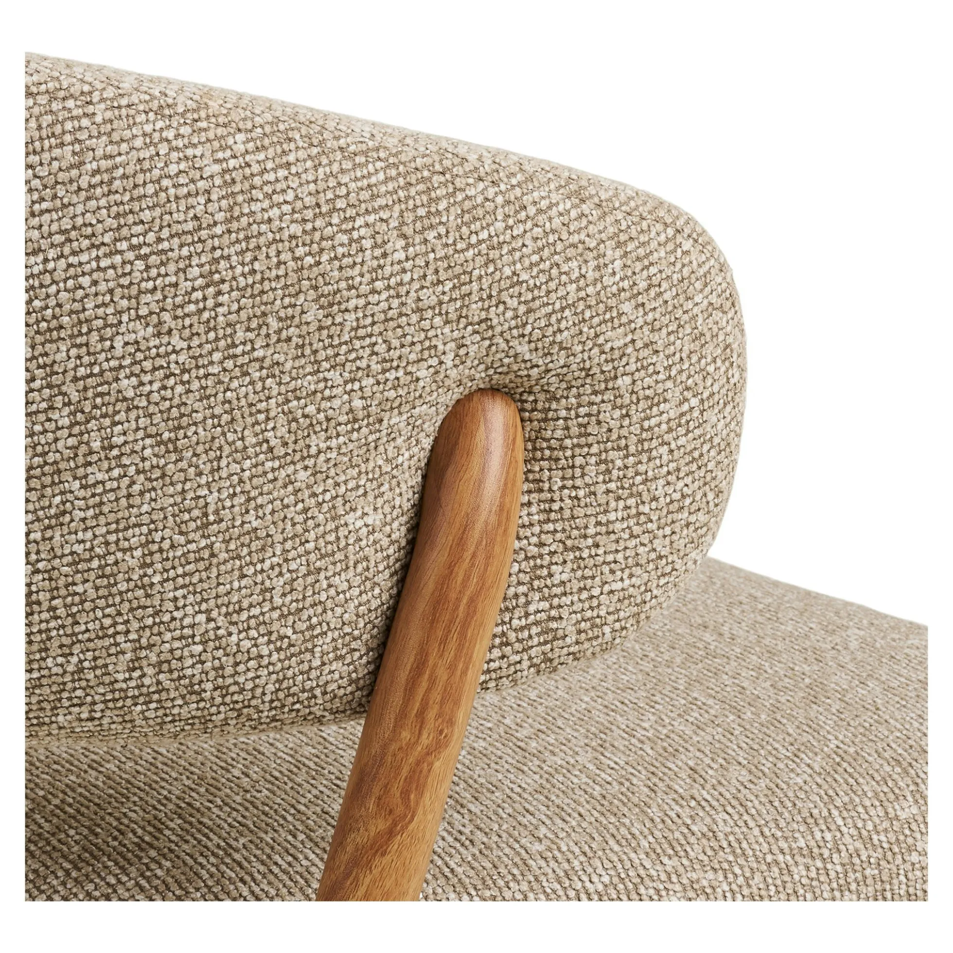 Chaise en tissu polyester sable, structure bois clair (lot de 2) WINO