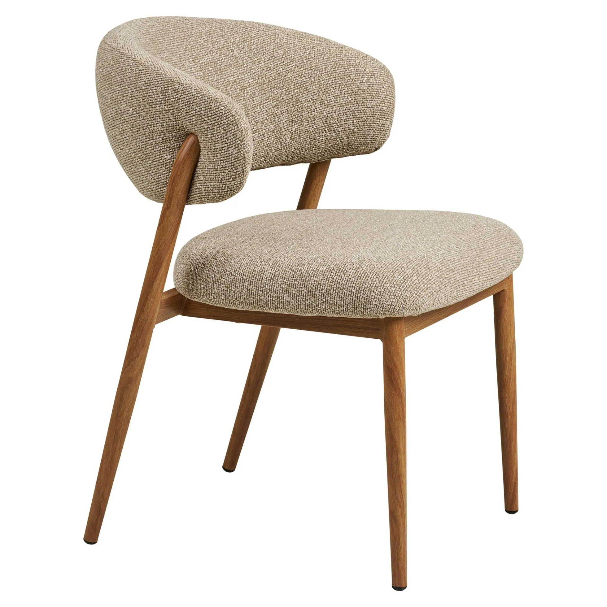 Chaise en tissu polyester sable, structure bois clair (lot de 2) WINO