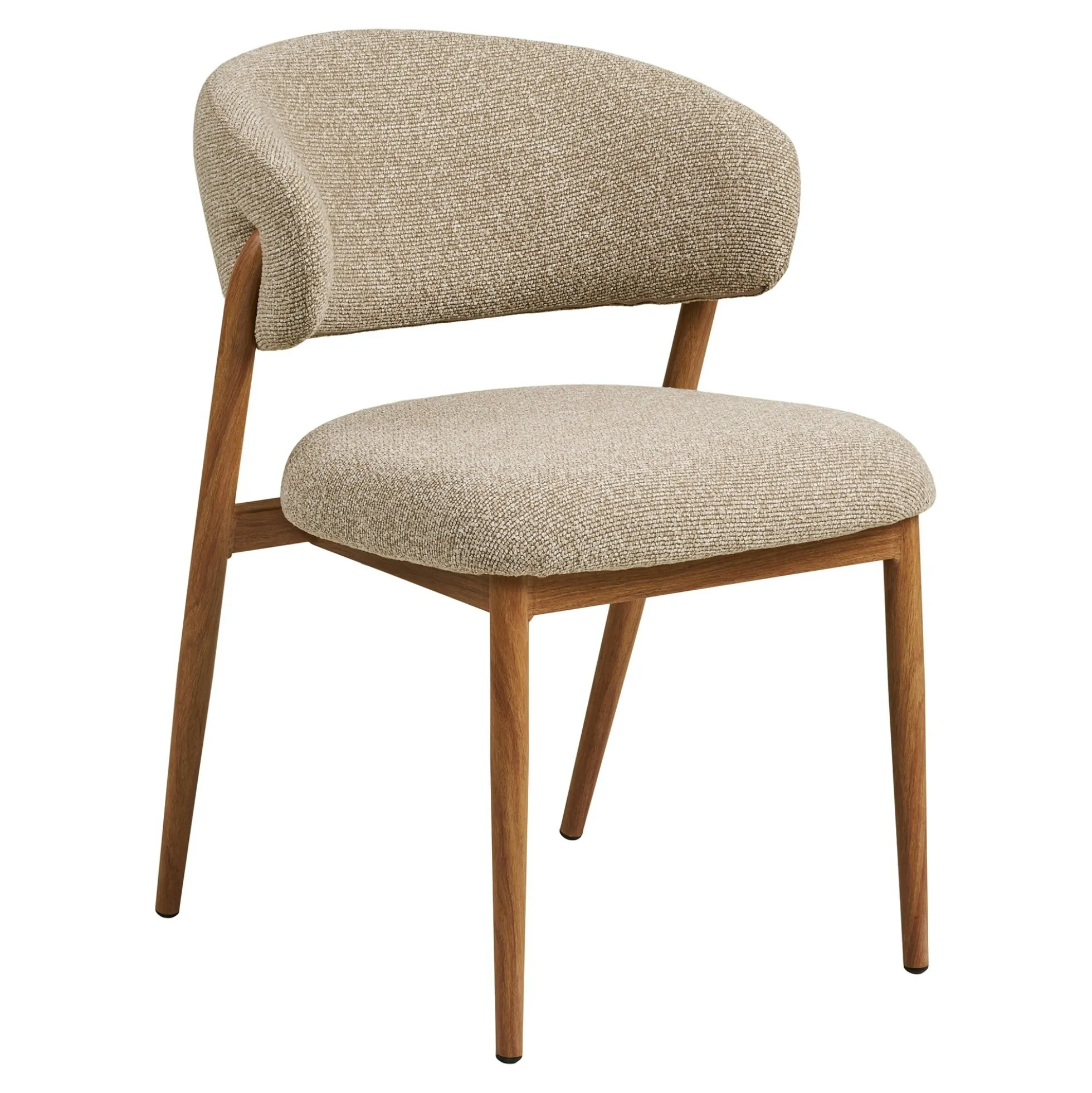 Chaise en tissu polyester sable, structure bois clair (lot de 2) WINO