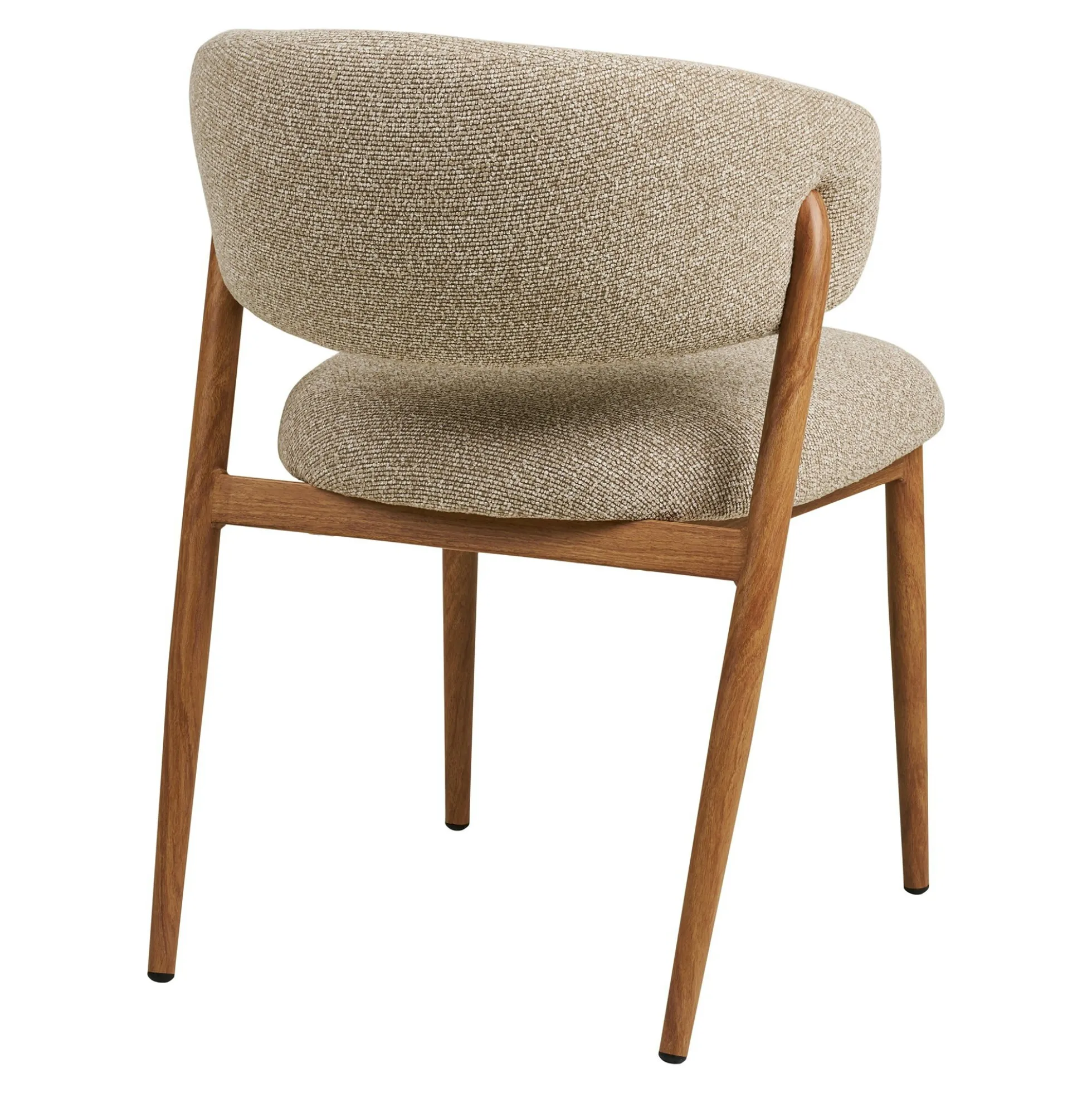 Chaise en tissu polyester sable, structure bois clair (lot de 2) WINO