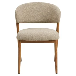 Chaise en tissu polyester sable, structure bois clair (lot de 2) WINO