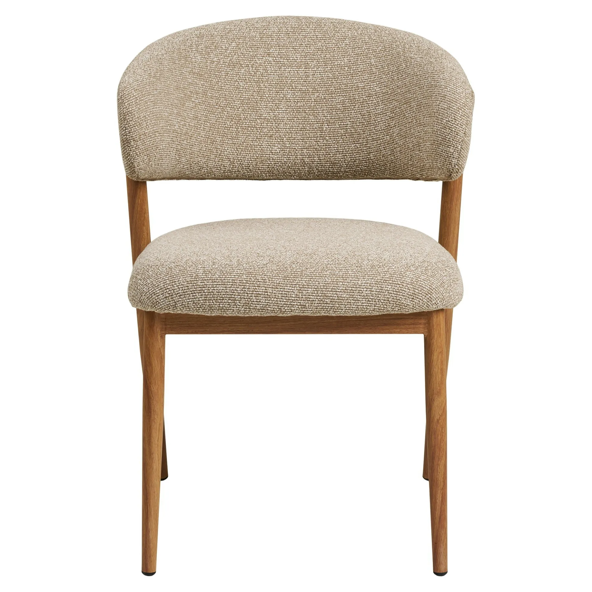 Chaise en tissu polyester sable, structure bois clair (lot de 2) WINO