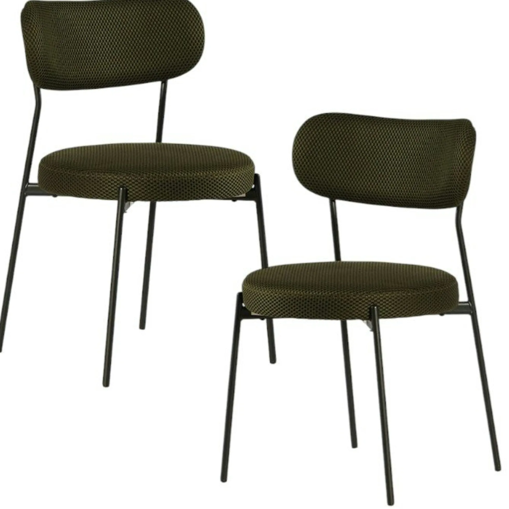 Chaise en tissu résille matelassée vert (lot de 2) IENA
