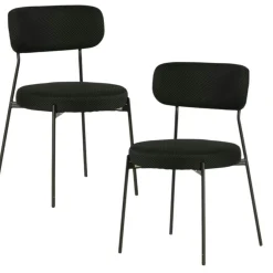 Chaise en tissu résille matelassée noir (lot de 2) IENA