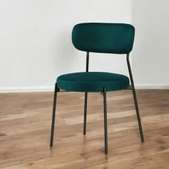 Chaise en tissu résille matelassée bleu (lot de 2) IENA
