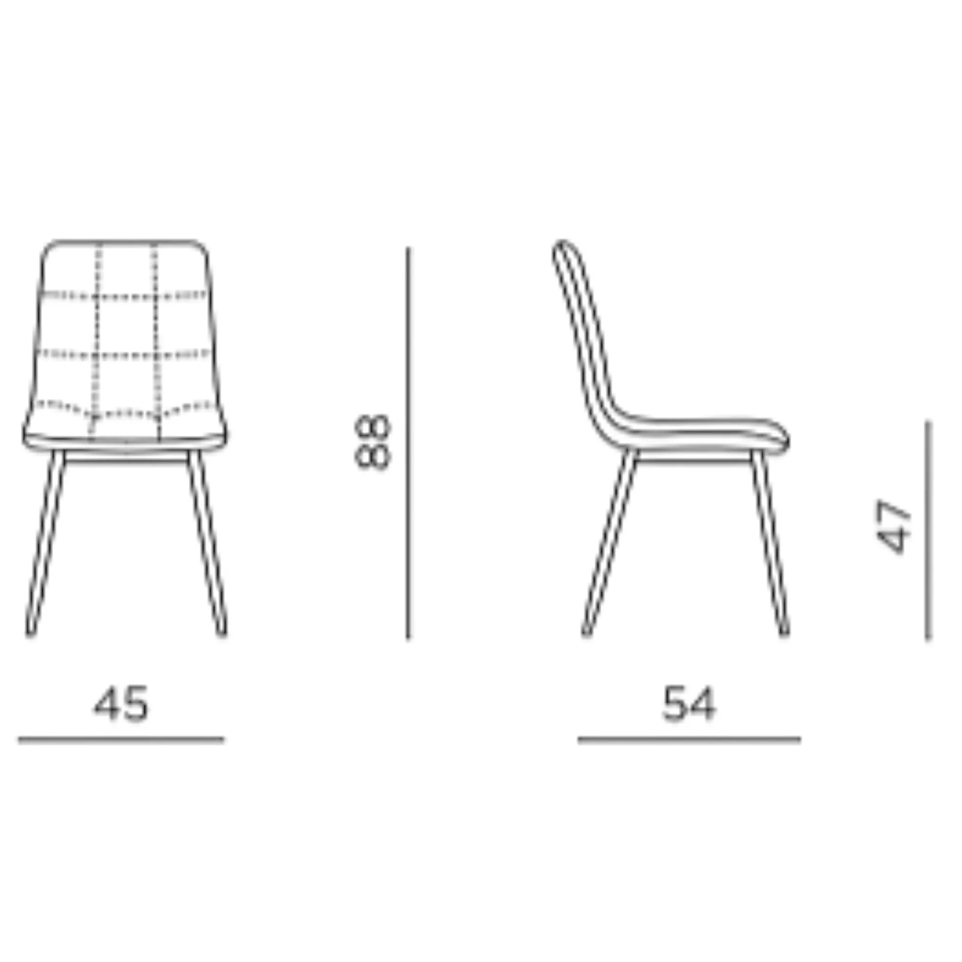 Chaise en tissu taupe motif damier (lot de 2) LORA
