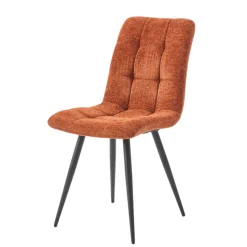 Chaise en tissu terracotta motif damier (lot de 2) LOMBARDIE