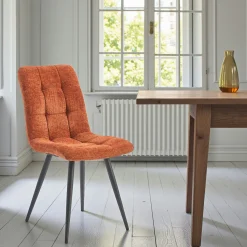 Chaise en tissu terracotta motif damier (lot de 2) LOMBARDIE