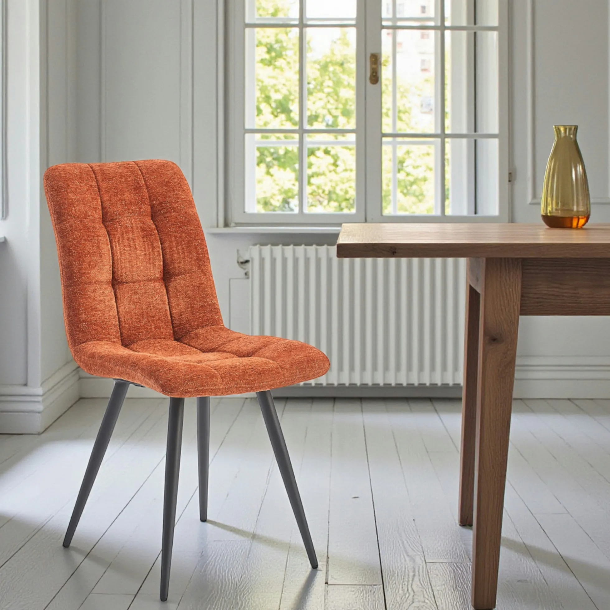 Chaise en tissu terracotta motif damier (lot de 2) LOMBARDIE