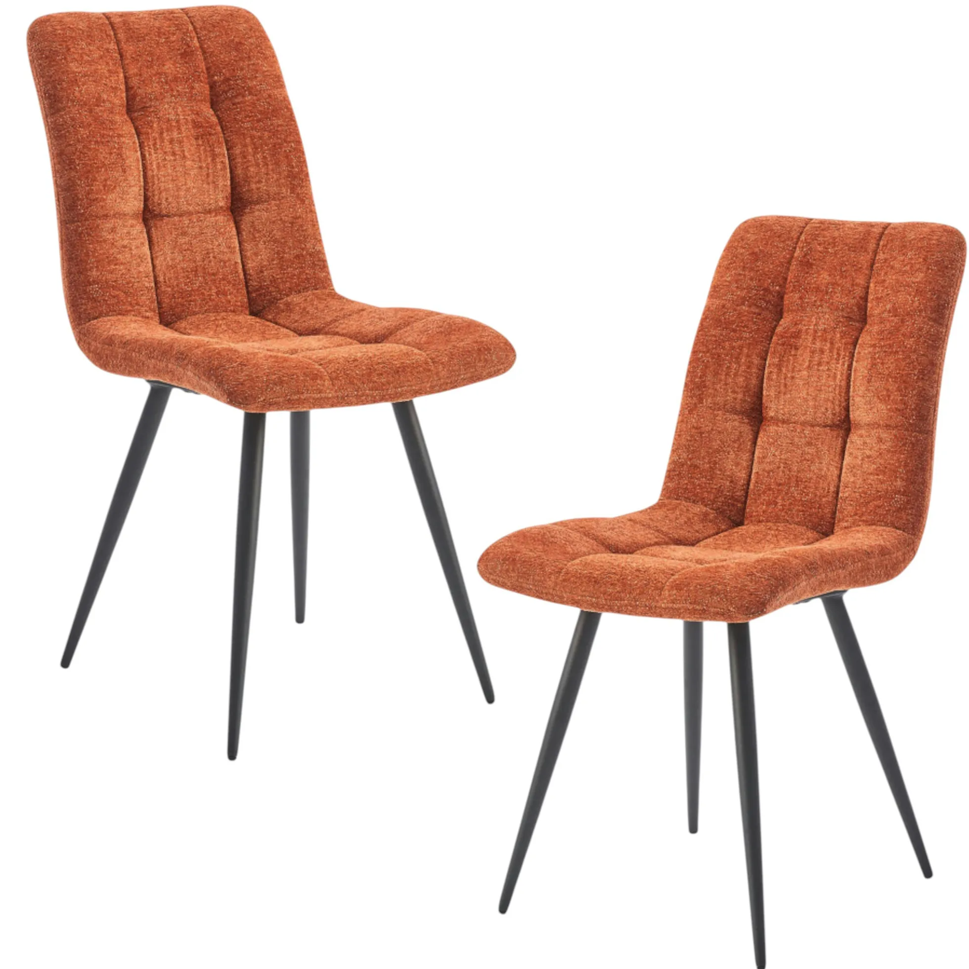 Chaise en tissu terracotta motif damier (lot de 2) LOMBARDIE