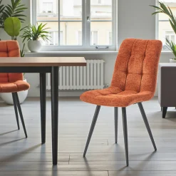 Chaise en tissu terracotta motif damier (lot de 2) LOMBARDIE
