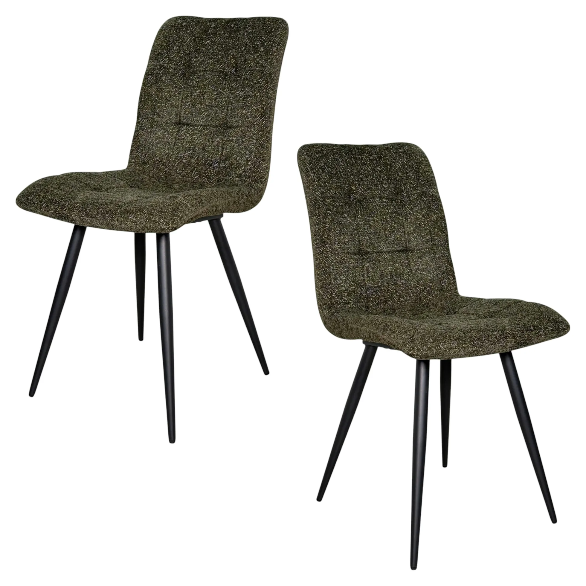 Chaise en tissu vert motif damier (lot de 2) LOMBARDIE