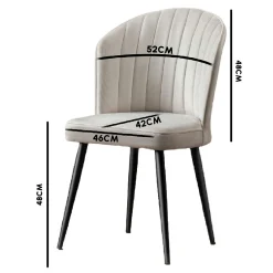 Chaise en velours beige - dossier enveloppant ROSARIO (Lot de 2)