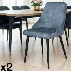 Chaise en velours bleu pétrole (lot de 2) MALMOE