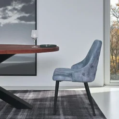 Chaise en velours bleu pétrole (lot de 2) MALMOE
