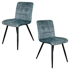 Chaise en velours capitonné bleu pétrole MALMOE (lot de 2)