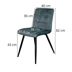 Chaise en velours capitonné bleu pétrole MALMOE (lot de 2)