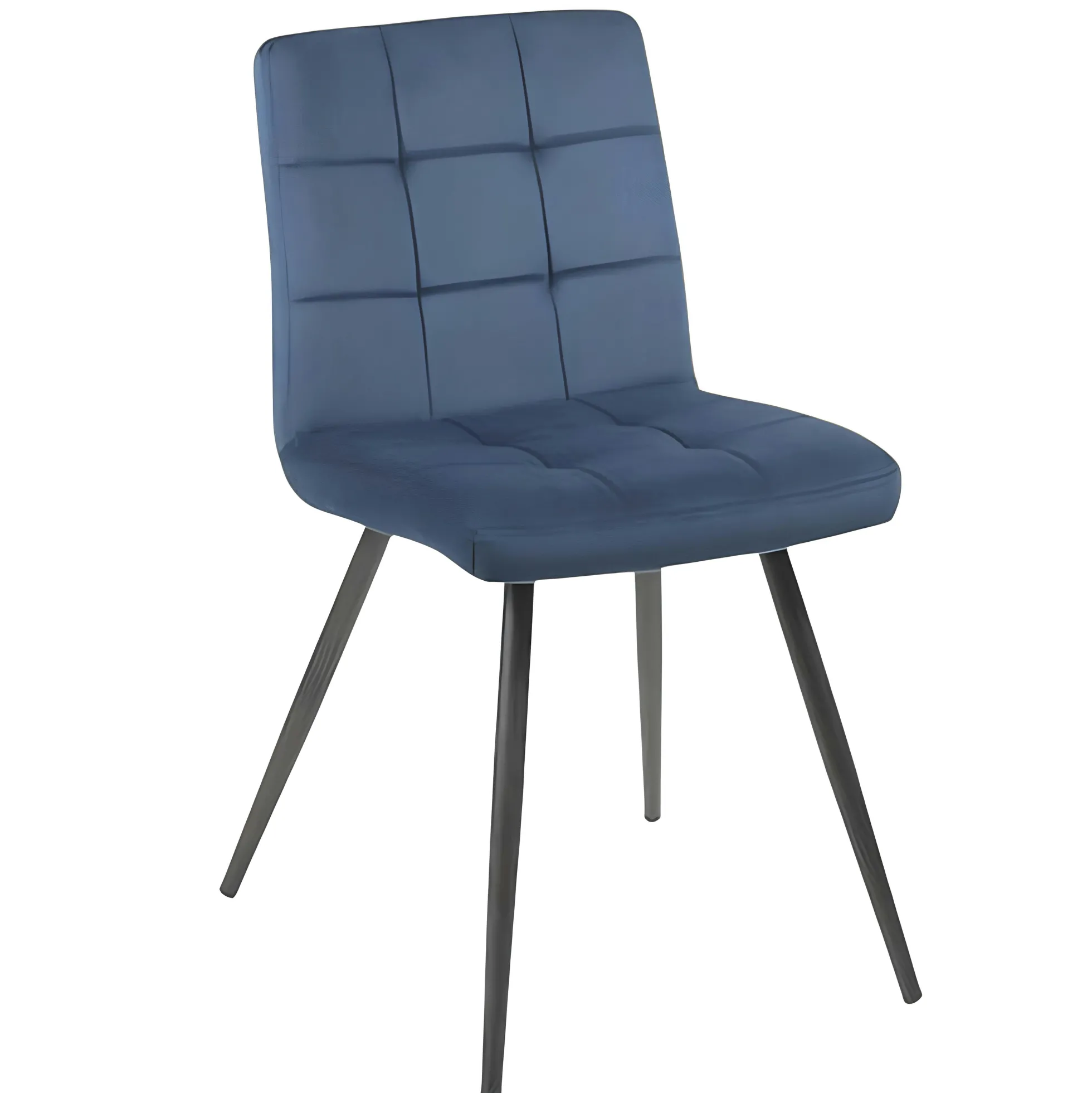 Chaise en velours capitonné bleu MALMOE (lot de 2)