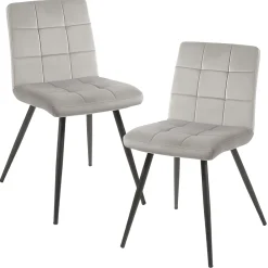 Chaise en velours capitonné gris MALMOE (lot de 2)