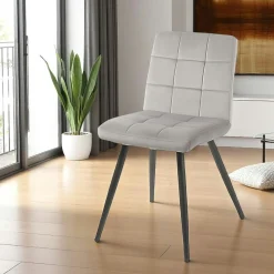 Chaise en velours capitonné gris MALMOE (lot de 2)